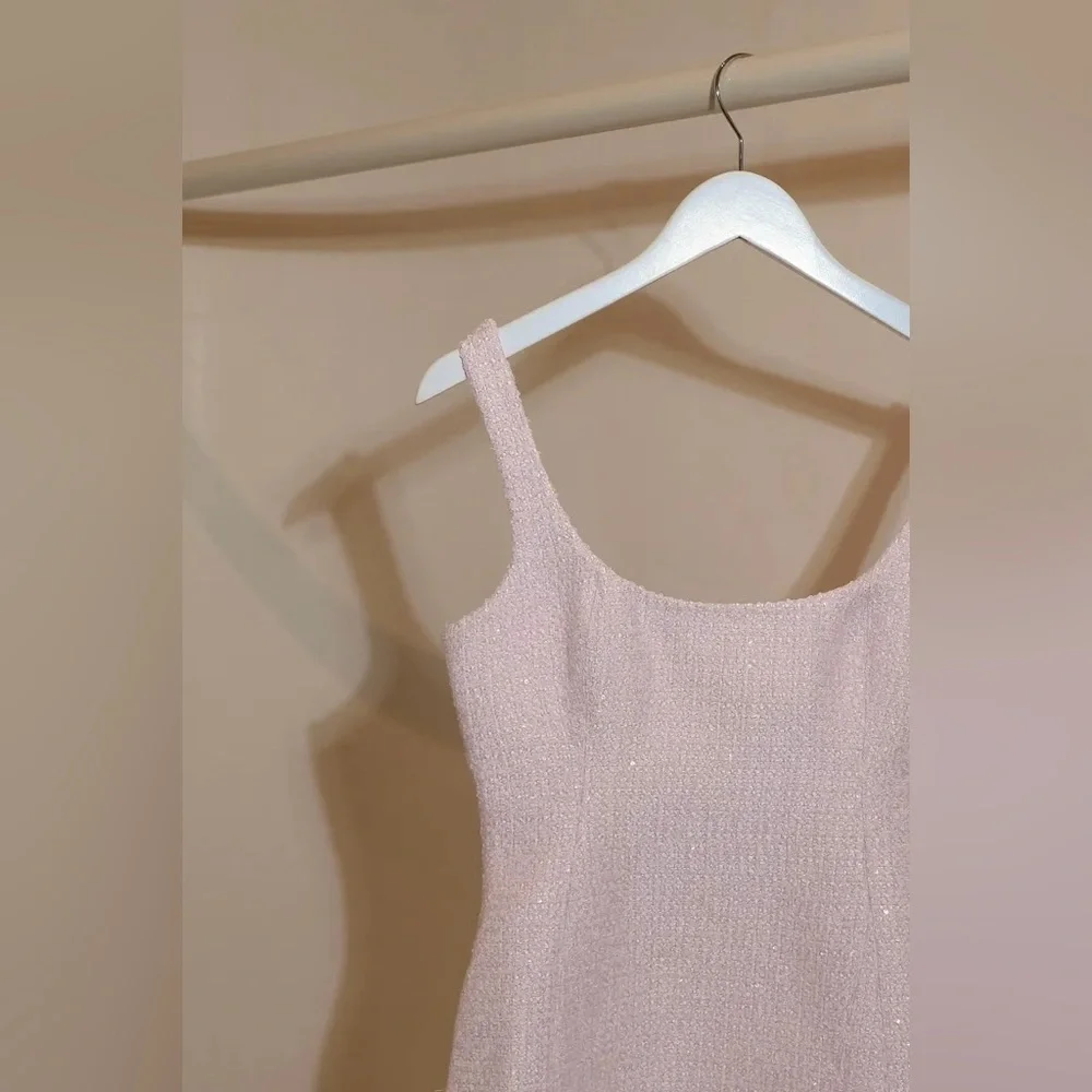 MESHKI *NWT* Beth Tweed Sequin Mini Dress in Fairy Floss Pink Size 00 - Picture 9 of 9